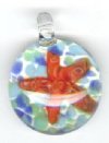 1 20mm Round Starfish Lampwork Pendant
